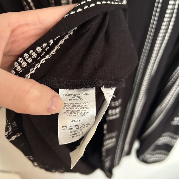 Loft Black White Trapeze Dot Stripe Swing Dress Size Medium - Picture 4 of 5